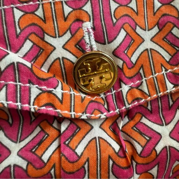 Tory Burch button down pink and orange Blouse logo buttons Size 6 - Picture 7 of 8